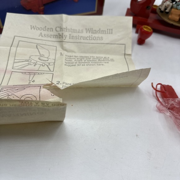 Santa's  Workbench Wood Windmill Christmas Nativity Pyramid 3 Tier Carousel - Picture 13 of 16